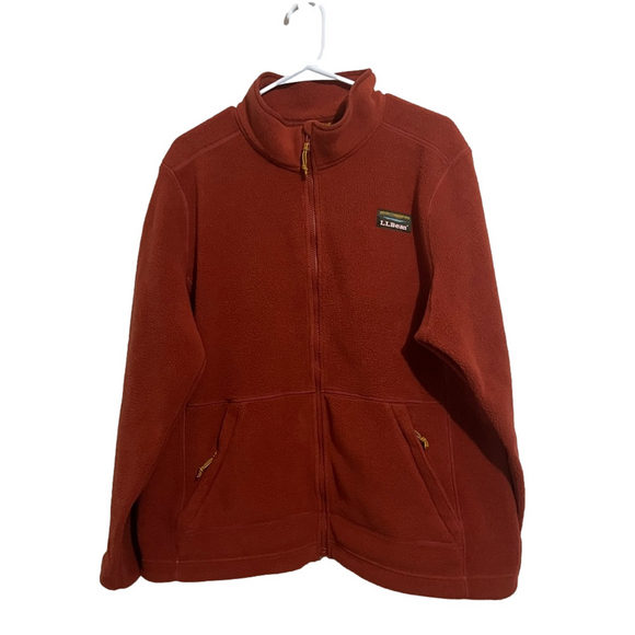 L.L. Bean Sweaters - L.L.Bean Rust Orange Fleece Jacket Zip Up Mock Neck Size: XL